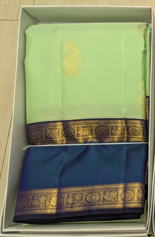 Designer Wedding Silk Saree – Peach Green